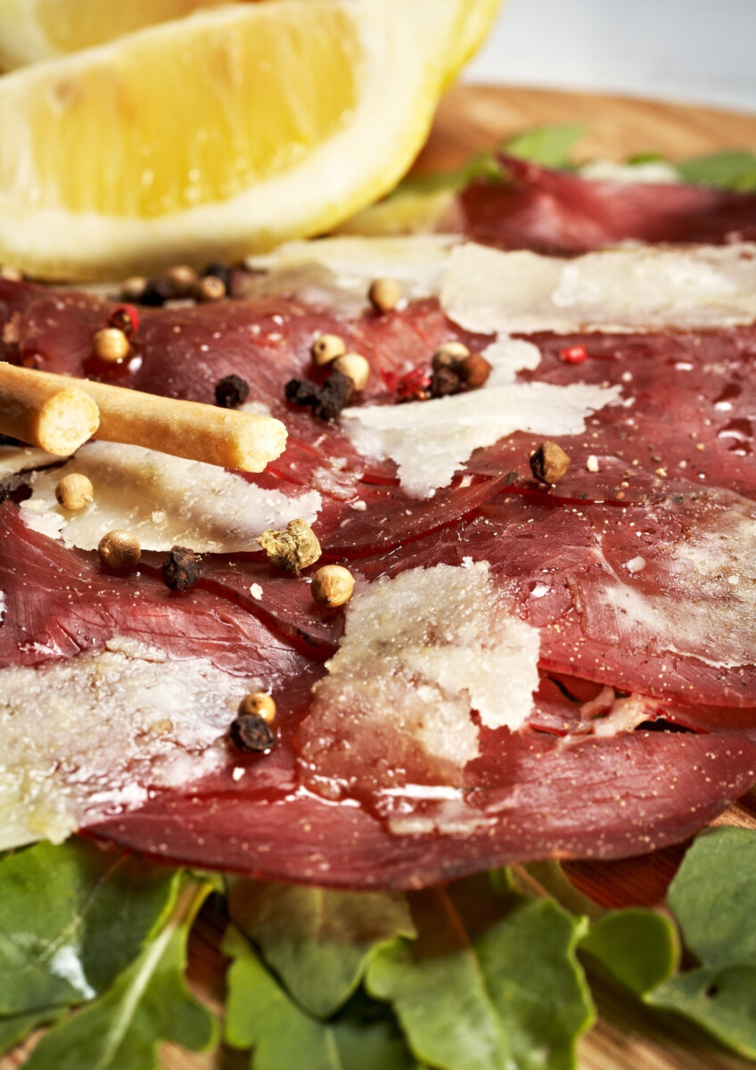 Bresaola with Parmesan Shaves, Rocket Salad And Olive Oil